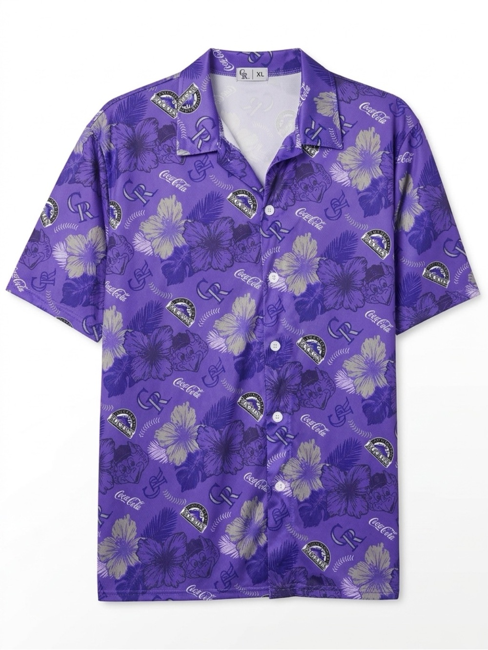 XL Coca Cola Colorado Rockies colab Floral Hawaiian Shirt - Men's Short Sleeve